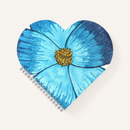 Cuaderno grande de flor azul con espiral en forma 