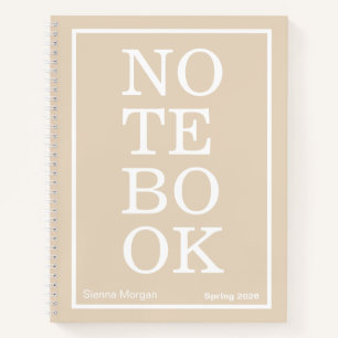 Cuaderno grande moderno de khaki suave/ beige "NOT