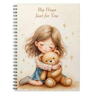 Cuaderno Grandes Abrazos Niña Linda Abrazando Oso de Peluch