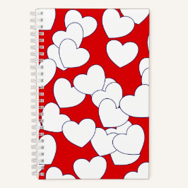 Cuaderno Grandes Corazones Blancos En Rojo Alarmante