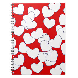 Cuaderno Grandes Corazones Blancos En Rojo Alarmante