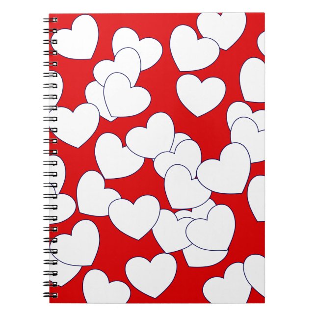 Cuaderno Grandes Corazones Blancos En Rojo Alarmante (Frente)