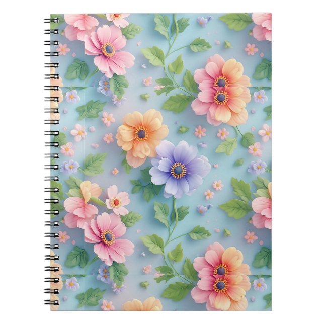 Cuaderno Grandes Flores de Papel Coloridas (Frente)