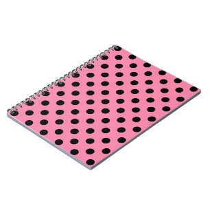 Cuaderno Grandes lunares negros sobre rosa caliente
