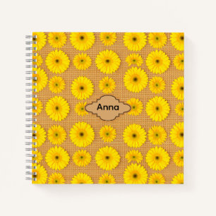 Cuaderno Grandes y pequeños girasoles sobre arpillera