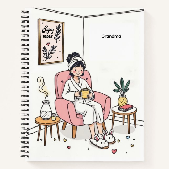 Cuaderno Grandma Mother's Day Cozy Relaxing Illustration (Anverso)