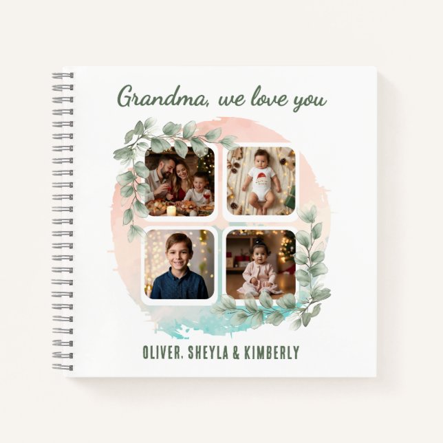 Cuaderno Grandma we love you 6 Photo Collage Eucalyptus (Anverso)