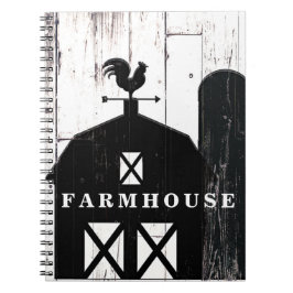 Cuaderno Granero negro madera blanca rústica casa de campo
