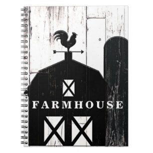 Cuaderno Granero negro madera blanca rústica casa de campo