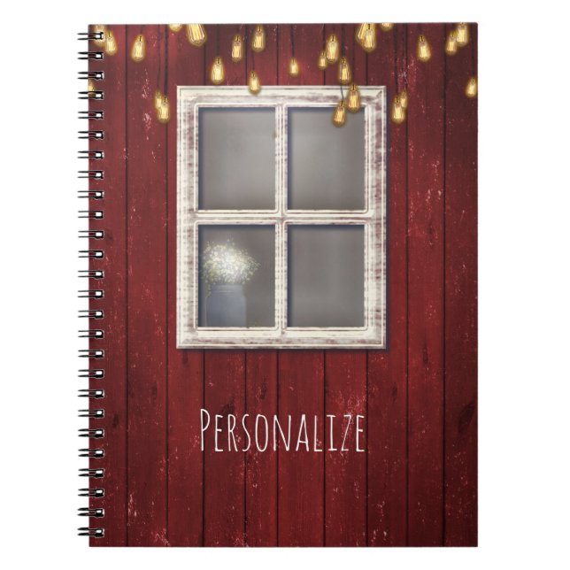 Cuaderno Granero Rojo Ventana & Luces Rústica Casa de Campo (Frente)