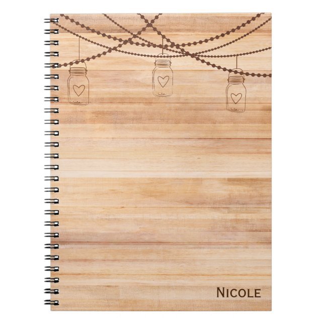 Cuaderno Granero Rústico de Campo & Frascos de Mason Person (Frente)