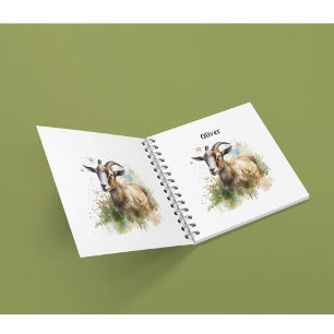 Cuaderno Granja de cabra de acuarela, personalizada