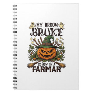 Cuaderno Granja de Escoba Rota Calabaza de Halloween Sombre