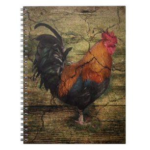 Cuaderno Granja de madera de grano de pollo gallo de campo