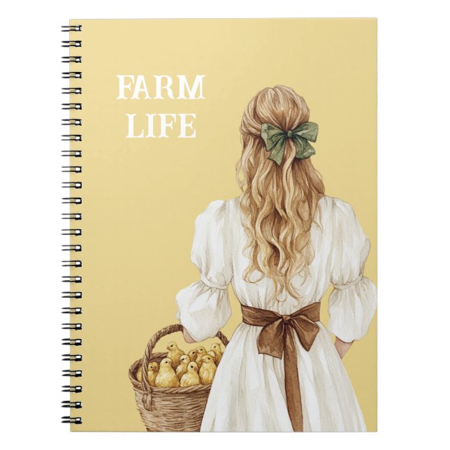 Cuaderno Granja de pollitos rubios en cesta (Frente)