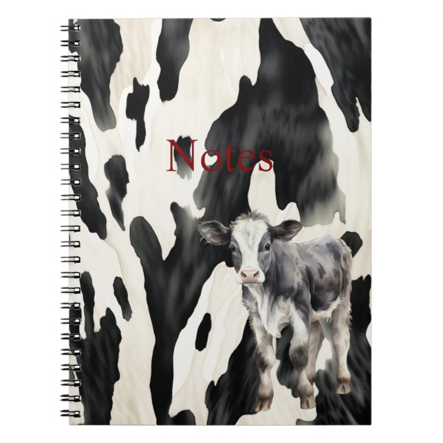 Cuaderno Granja de vaca blanca negra (Frente)