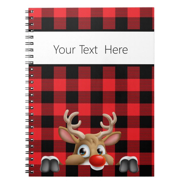 Cuaderno Granja Navidad Rojo Negro Cuadro de Búfalo (Frente)