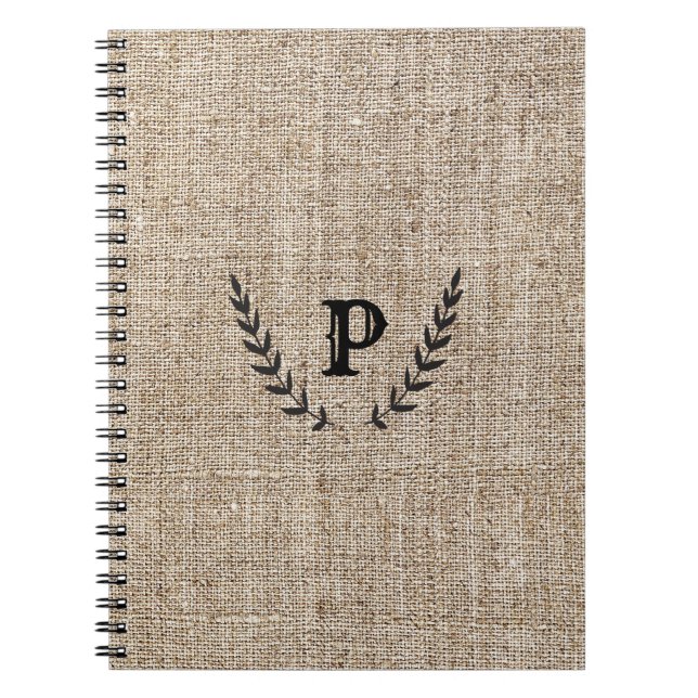Cuaderno Granja Rústica Arpillera y Laurel Botánico Negro (Frente)