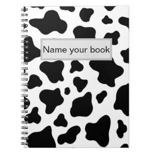 Cuaderno Granja rústica de moda de piel de vaca blanco y ne