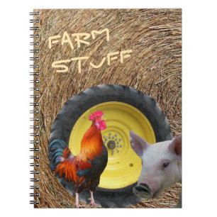 Cuaderno Granja, Tractor, Hay, Rooster, Portátil
