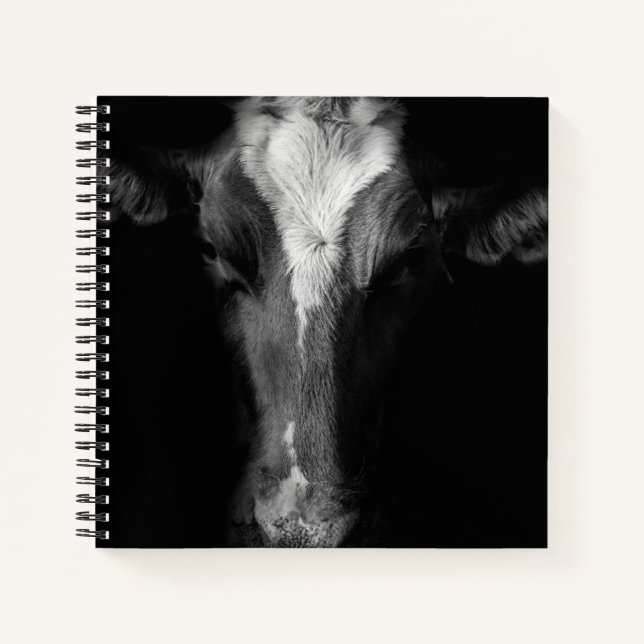 Cuaderno Granjas | Captura de cabeza de vaca de B&W (Anverso)