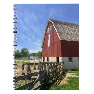Cuaderno Granjas Granero Rojo Con Bandera Estadounidense