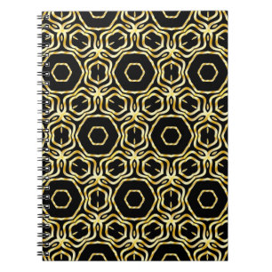 Cuaderno Grano de flores de oro y negro sin costura
