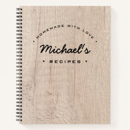 Cuaderno Grano de madera personalizado Casero con receta de