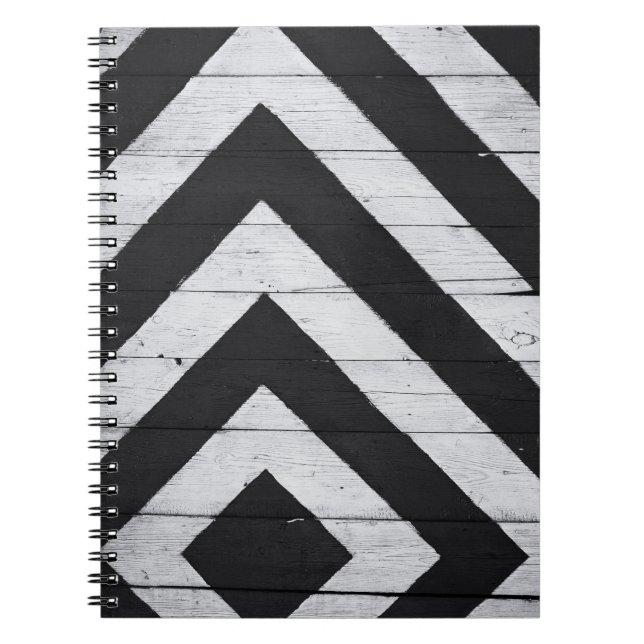 Cuaderno Grano de madera pintado negro y blanco (Frente)