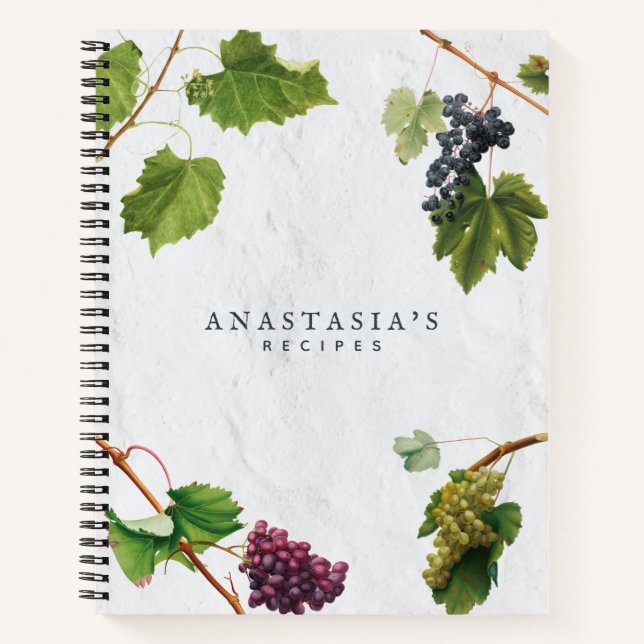 Cuaderno Grapes Vineyard Greek Island Recipe Cookbook (Anverso)