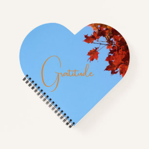 Cuaderno Gratitud: arce rojo deja fondo azul