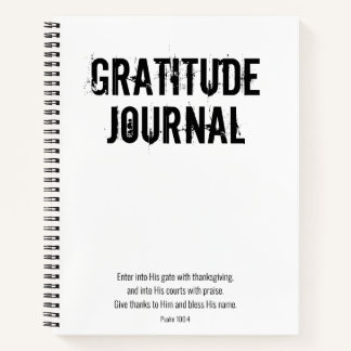 Cuaderno Gratitud Blanco Negro Mínimo Salmo Biblia Verse
