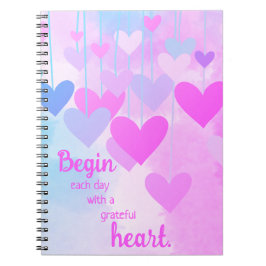 Cuaderno Gratitud De Gratitud Azul Púrpura De Corazón Agrad