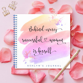 Cuaderno Gratitud De Guión De La Mujer De Color De Agua Ros