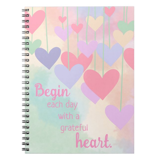 Cuaderno Gratitud de Ombre Púrpura Verde Rosa Del Corazón A (Frente)