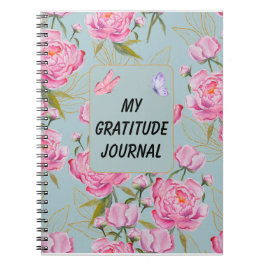 Cuaderno Gratitud de rosas rosadas personalizados