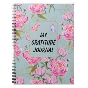 Cuaderno Gratitud de rosas rosadas personalizados