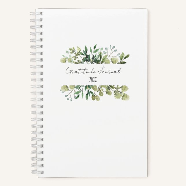 Cuaderno Gratitud de verde moderna Año blanco (Anverso)