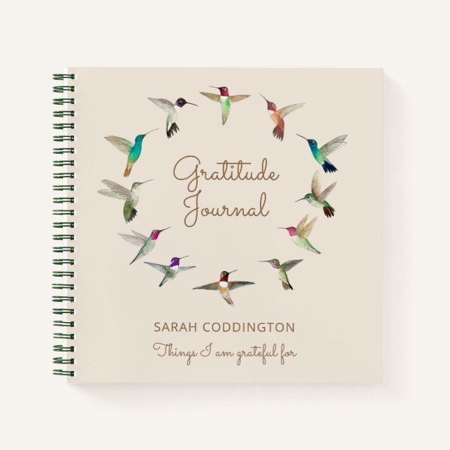 Cuaderno Gratitud del personalizado California Hummingbirds (Anverso)
