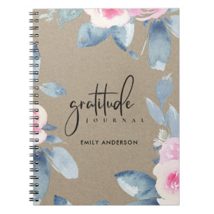 CUADERNO GRATITUD DIARIO KRAFT PINK RUBOR FLOTE AZUL