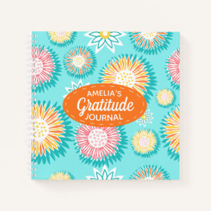 Cuaderno Gratitud floral moderna y brillante