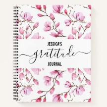 Gratitud Journal Patrón de magnolia rosa