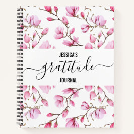 Cuaderno Gratitud Journal Patrón de magnolia rosa