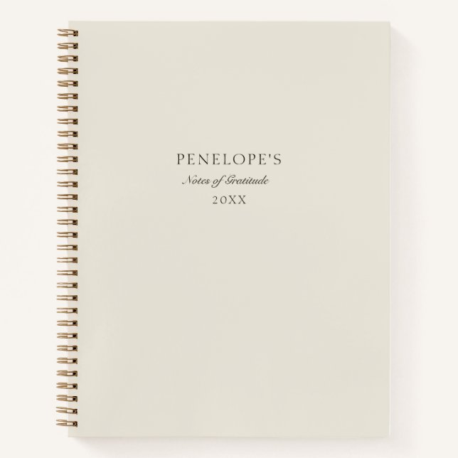 Cuaderno Gratitud Moderna Personalizada Mínima Beige (Anverso)