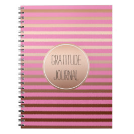 Cuaderno Gratitud Oro Rosa Tiras De Bronce Ombre
