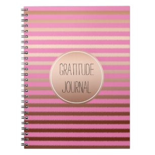 Cuaderno Gratitud Oro Rosa Tiras De Bronce Ombre