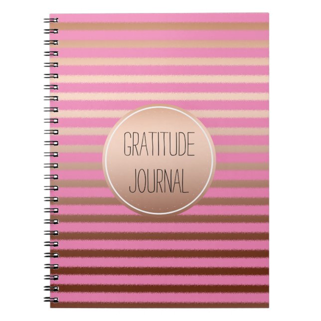 Cuaderno Gratitud Oro Rosa Tiras De Bronce Ombre (Frente)