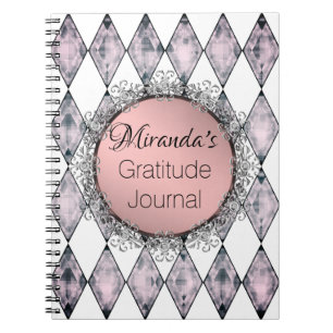 Cuaderno Gratitud personalizada de Rubor Harlequin Rosado