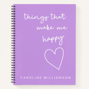 Cuaderno Gratitud púrpura Inspiradora personalizada