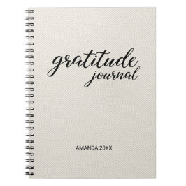 Cuaderno Gratitude Journal Beige Faux Canvas Nombre persona